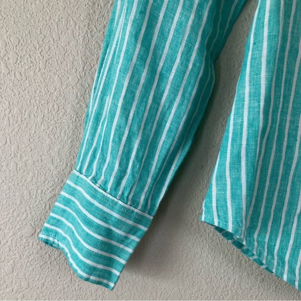 J CREW x BAIRD MCNUTT Irish Linen Button Up Shirt 6P Perfect Fit Preppy Resort - Picture 8 of 10